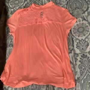 Candie's Vibrant Coral Lace Blouse
